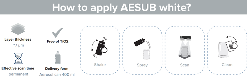 Wie man das AESUB White Scanning Spray verwendet